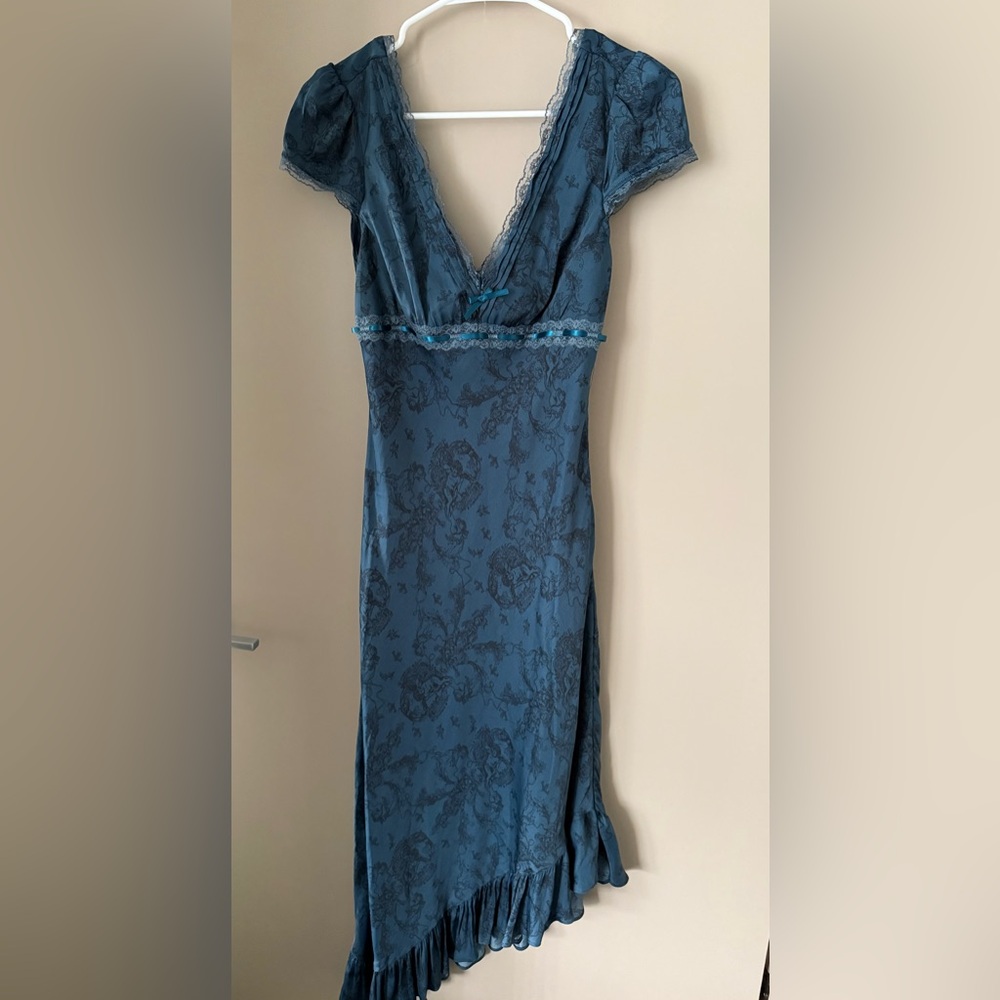 Kimchi Blue Dark Teal Asymmetrical Midi Dress